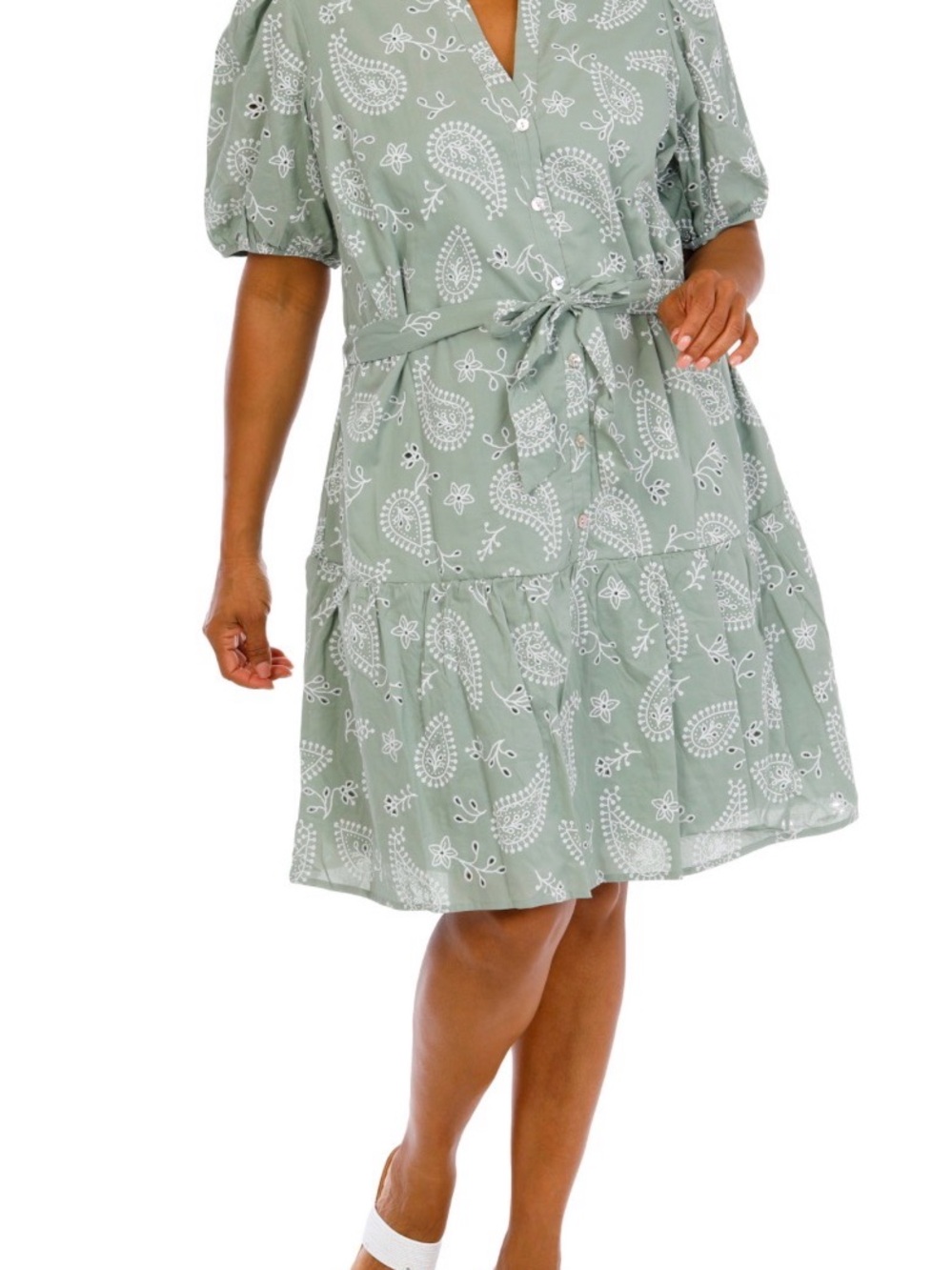Lucky Brand Sage Paisley Tie-Waist Midi Dress